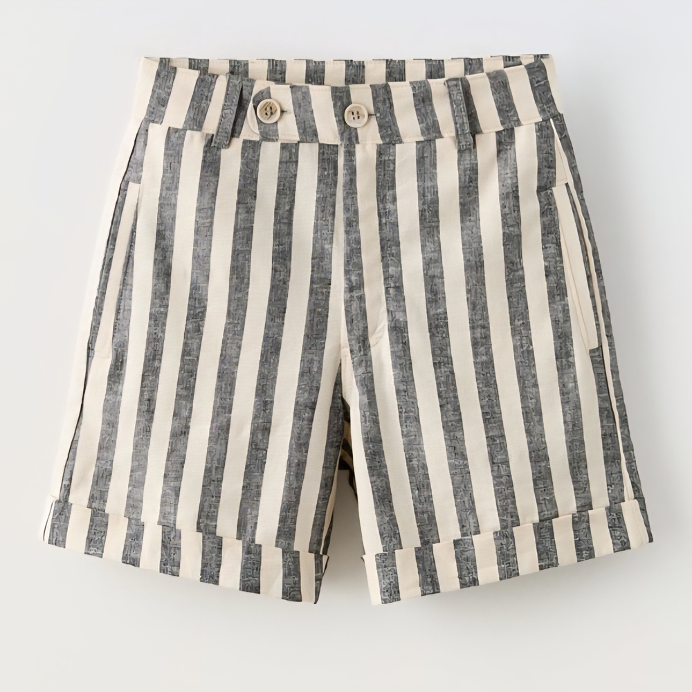 Zara Cream and Black Striped Shorts